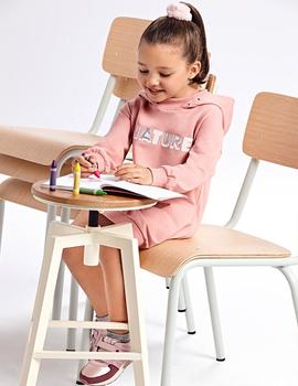 VESTIDO MAYORAL FELPA CAPUCHA ROSA PARA NIñA