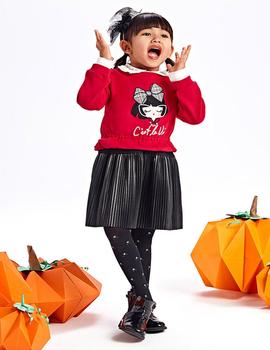 VESTIDO MAYORAL COMBINADO POLIPIEL ROJO PARA NIñA