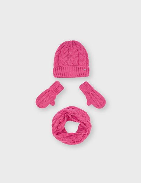 Mayoral Gorro Bufanda Trenzas Fucsia Para