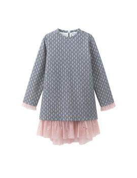 VESTIDO NEWNESS TUL ESTRELLAS GRIS PARA NIñA