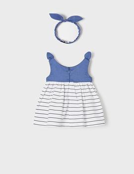 Vestido Mayoral Combinado Con Diadema Negro Para Bebé