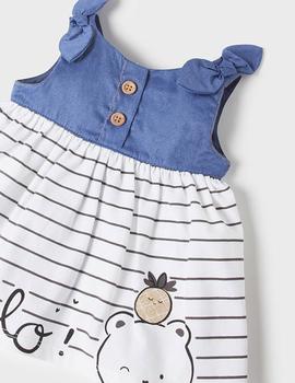 Vestido Mayoral Combinado Con Diadema Negro Para Bebé