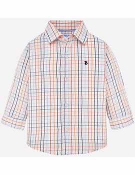 Camisa Mayoral m/l Cuadros Naranja Para Niño