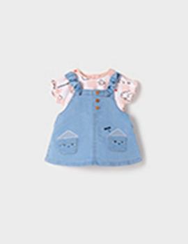 Conj. Mayoral Falda Peto Denim Light Para Bebé