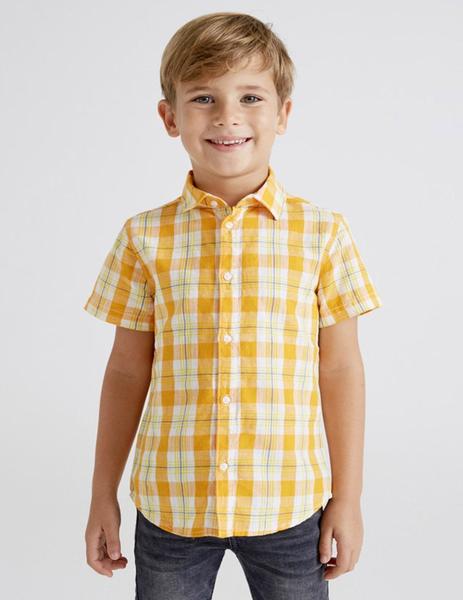 Camisa Cuadros Naranja Para Niño