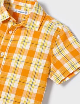 Camisa Mayoral Cuadros Naranja Para Niño