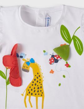 Camiseta Mayoral Girafa Blanca Para Bebé Niña