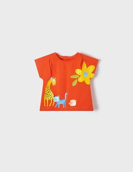 Camiseta Mayoral Girafa Naranja Para Bebé Niña