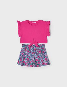 Conj. Mayoral Short Estampado Magenta Para Niña