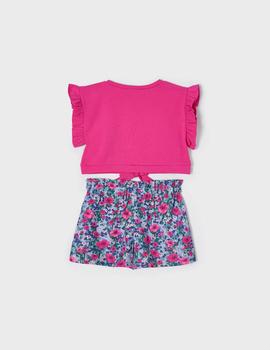 Conj. Mayoral Short Estampado Magenta Para Niña