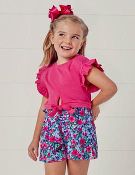 Conj. Mayoral Short Estampado Magenta Para Niña