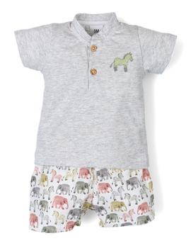 Conj.Popys Camisero Animalitos Gris Para Bebé