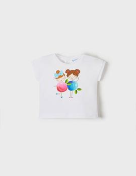 Camiseta Mayoral  M/c Niñas Manzana Blanco Para Bebé Niña