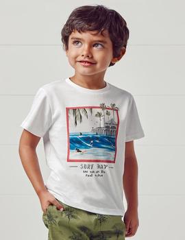 Camiseta Mayoral  M/c 'surf day' Blanco Para Niño