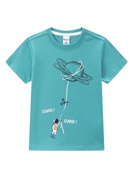 Camiseta Newness Astronauta Turquesa Para Niño
