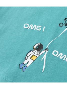 Camiseta Newness Astronauta Turquesa Para Niño