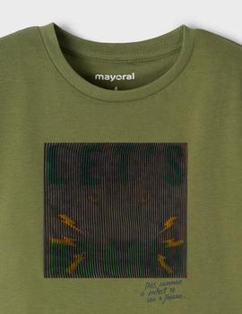  Camiseta Mayoral M/c Lenticular Rayas Verde Para Niño