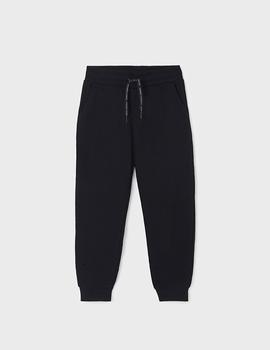 Pantalón Mayoral Felpa Basico Puños Negro Para Niño