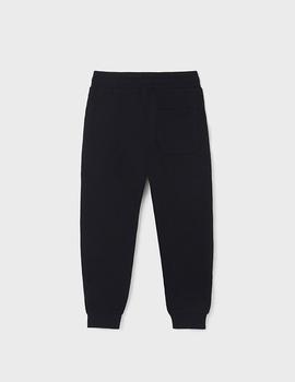 Pantalón Mayoral Felpa Basico Puños Negro Para Niño