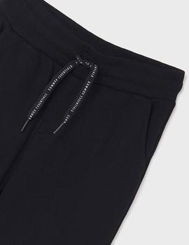 Pantalón Mayoral Felpa Basico Puños Negro Para Niño