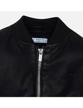 Cazadora Mayoral Bomber Negra Efecto Piel Niño
