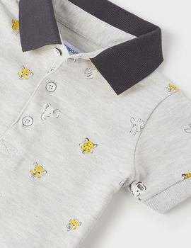Polo Mayoral M/c Microestampado Gris Para Niño