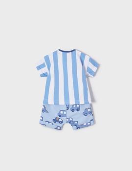 Conjunto Mayoral Perrito Rayas Azul Para Bebé