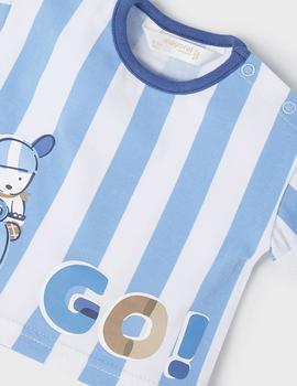 Conjunto Mayoral Perrito Rayas Azul Para Bebé