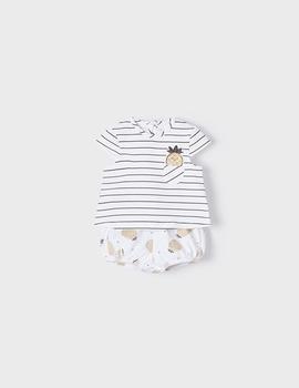 Conjunto Rayas Piña Blanco Para Bebé