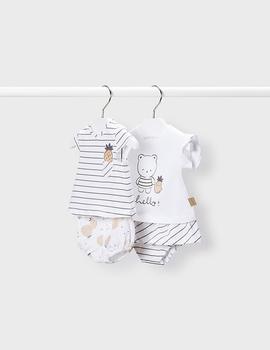 Conjunto Rayas Piña Blanco Para Bebé