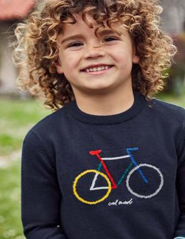 Jersey Mayoral Intarsia 'bici' Marino Para Niño