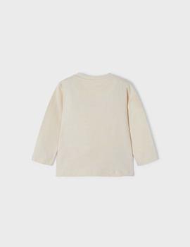 Camiseta Mayoral M/l play 'car' Beige Para Niño