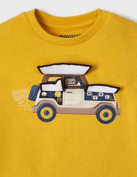 Camiseta Mayoral Coche Mostaza Para Niño