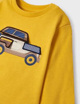 Camiseta Mayoral Coche Mostaza Para Niño