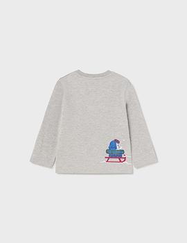 Camiseta Mayoral  M/l 'snow bike' Gris Para Niño