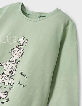 Camiseta Mayoral Gatita Verde Para Niña