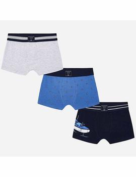 Set 3 boxers lisos/estampado azul para niño