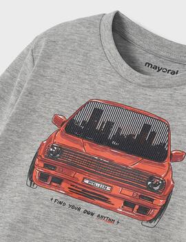 Camiseta Mayoral  M/l  Lenticular Coche Gris Para Niño