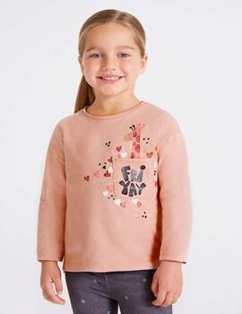 Camiseta Mayoral Girafa Rosa Para Niña