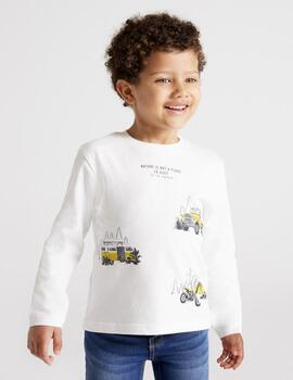 Camiseta Mayoral Coches Blanca Para Niño