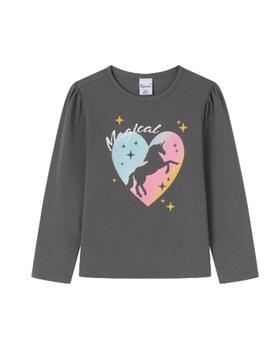 Camiseta Newness Unicornio Gris Para Niña