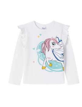 Camiseta Newness Unicornio Blanca Para Niña