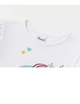 Camiseta Newness Unicornio Blanca Para Niña