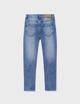 Pantalon Mayoral Azul Denim Rotos Straight Para Chico