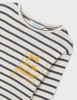 Camiseta Mayoral  M/L Rayas Negro Para Chica