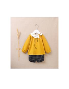 Conjunto Dadati Sudadera Gatito Mostaza Para Bebe