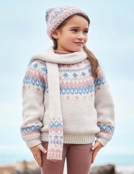 Conj.Gorro Bufanda Rosa Para Niña