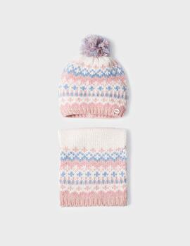 Conj.Gorro Bufanda Rosa Para Niña