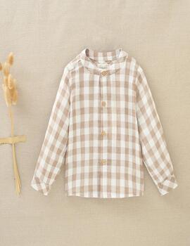 Camisa Dadati Cuadros Beige Para Bebé