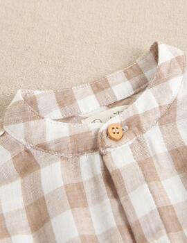 Camisa Dadati Cuadros Beige Para Bebé